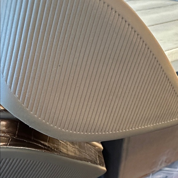 Gold Metallic Crocodile Embossed Platform Stiletto Heel Over The‎ Knee Boots - Picture 6 of 9